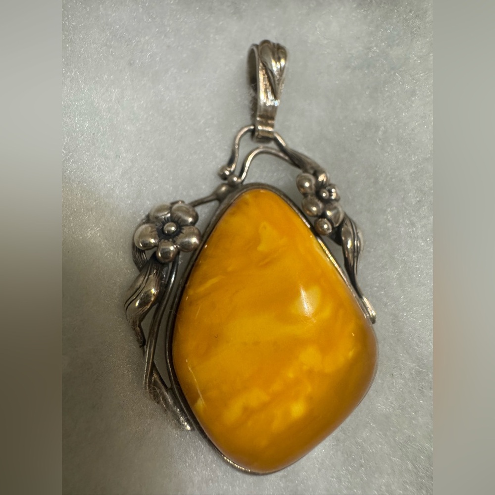 Sterling Silver and Baltic Amber Butterscotch Pendant